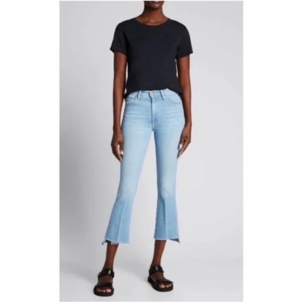 MOTHER Insider Crop Step Fray Denim Jeans High Rise Waist Raw Ankle Hem Size 27